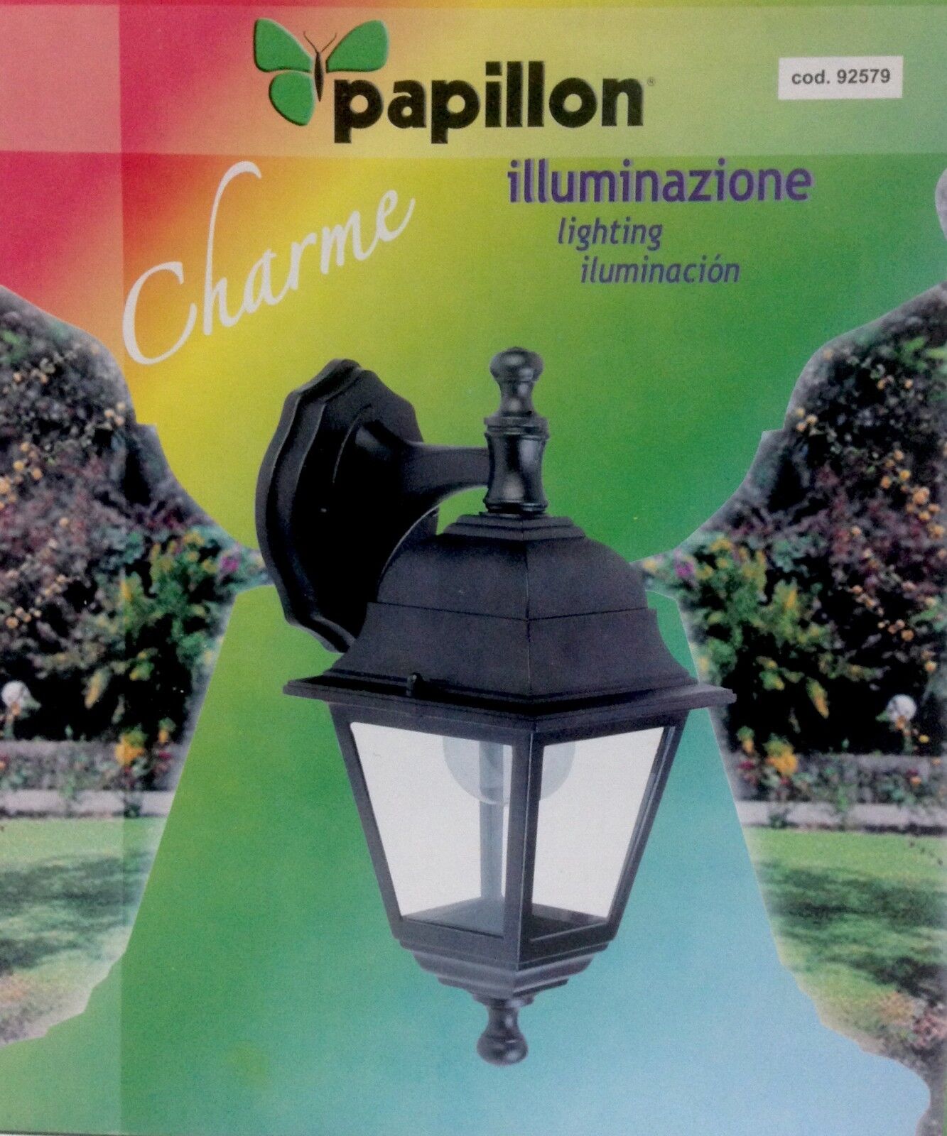 Lanterna da giardino CHARME BASSO Papillon 92579 colore Nero da esterno E27