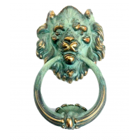 BATTENTE PORTA PORTONE TESTA LEONE OTTONE ANTICO VERDE POMPEI D.mm.110x190 