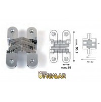 CERNIERA INVISIBILE A SCOMPARSA mm.95x19 PER PORTE IN LEGNO CROMO SATINATO