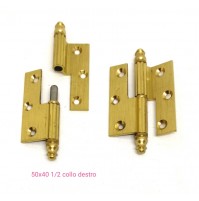 CERNIERA MOBILI ANTICHI BAROCCO CON BATTUTA mm.50x40 mezzo collo OTTONE Dx/Sx