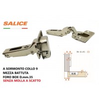 CERNIERA SALICE C2A4G99 FORO mm.35 MEZZA BATTUTA COLLO 9 SENZA MOLLA A SCATTO