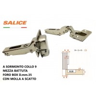 CERNIERA SALICE C2A6G99 FORO mm.35 MEZZA BATTUTA COLLO 9 CON MOLLA A SCATTO