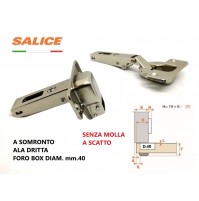 CERNIERA SALICE FAA CFA5A99 FORO mm.40 A SORMONTO COLLO 0 SENZA MOLLA A SCATTO