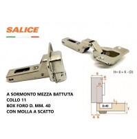 CERNIERA SALICE FAG CFA7G99 FORO mm.40 MEZZA BATTUTA COLLO 11 CON MOLLA A SCATTO