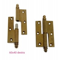 CERNIERE PER MOBILI ANTICHI BAROCCO TIPO PIANO mm.60x40 BRONZO DX/SX SFILABILE