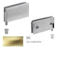 COPPIA CERNIERE PER ANTE IN VETRO mm.6 CONFALONIERI UCG 305PB ORO SATINATO 56x26