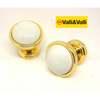 COPPIA POMOLO POMELLO PER PORTA VALLI E VALLI K144 Oro Zecchino Ceramica Bianca 