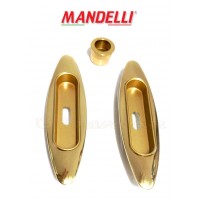 KIT MANIGLIE INCASSO PORTA SCORREVOLE MANDELLI  CLIP 368C ORO LUCIDO CON FORO C.