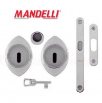 KIT MANIGLIE INCASSO PORTA SCORREVOLE + SERRATURA MANDELLI CLIP 368TCS CROMO S.