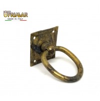 MANIGLIA CLASSICA PER MOBILI ANTICHI AD ANELLO OTTONE ANTICO UTENSIL LEGNO 