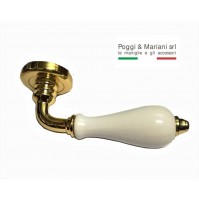 MANIGLIA MARTA ART. 300R POGGI E MARIANI PORCELLANA BIANCA + ORO LUCIDO CERAMICA