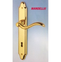 MANIGLIA PER PORTA MANDELLI serie PALMA 370 ORO LUCIDO CON PLACCA D.70