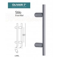 MANIGLIONE OLIVARI STILO L190L INCLINATO L.mm.445 CROMO OPACO design ENZO MARI