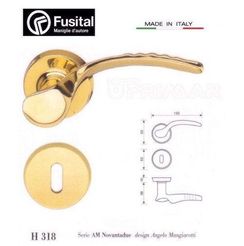 Maniglia Fusital H318 R8 Oro lucido design Angelo Mangiarotti maniglia porta