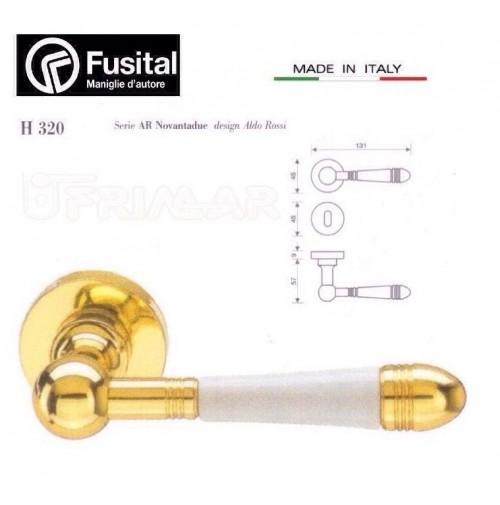 Maniglia Fusital H320 R8 Oro lucido + Bianco design Aldo Rossi maniglia porta 