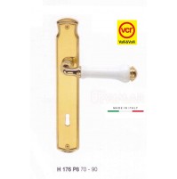 Maniglia porta Valli e Valli Spiga H176 P8 Oro lucido + Porcellana D.70 patent 