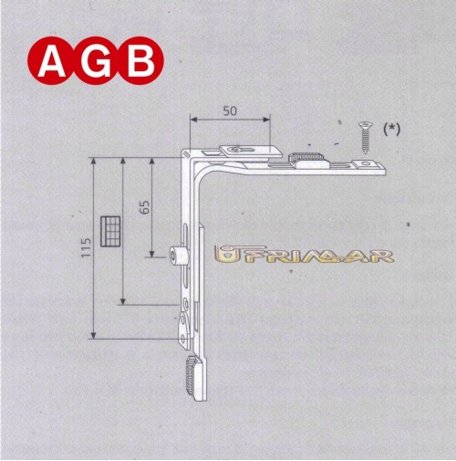 Movimento angolare AGB cod.A400090000 GR0 mm.50x115 ricambio per finestra legno