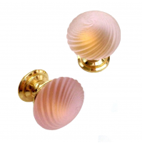 POMOLINO VETRO MURANO D.mm.25 ROSA ACIDATO con base ORO LUCIDO Made in Italy