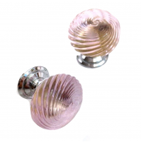 POMOLINO VETRO MURANO D.mm.25 ROSA LUCIDO con base CROMO LUCIDO Made in Italy