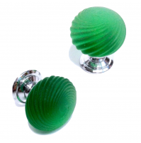 POMOLINO VETRO MURANO D.mm.25 VERDE ACIDATO con base CROMO LUCIDO Made in Italy 