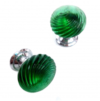 POMOLINO VETRO MURANO D.mm.25 VERDE LUCIDO con base CROMO LUCIDO Made in Italy