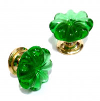 POMOLINO VETRO MURANO D.mm.25 VERDE LUCIDO con base ORO LUCIDO Made in Italy 