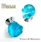 POMOLO IN VETRO MURANO D.mm.30 ACQUAMARE LUCIDO base CROMO LUCIDO Made in Italy 