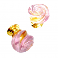 POMOLO IN VETRO MURANO D.mm.30 ROSA LUCIDO base OTTONE LUCIDO Made in Italy 