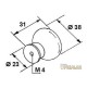 POMOLO PER MOBILE d.mm.38 CON VETRO ACIDATO OPACO BASE CROMO LUCIDO FIL.4MA 