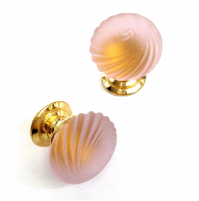 POMOLO VETRO MURANO D.mm.30 ROSA ACIDATO con base ORO LUCIDO Made in Italy 