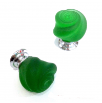 POMOLO VETRO MURANO D.mm.30 VERDE ACIDATO con base CROMO LUCIDO Made in Italy 