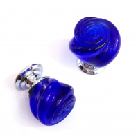 POMOLO VETRO MURANO Made in Italy  D.mm.30 BLU LUCIDO con base CROMO LUCIDO 