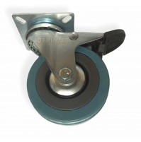 Ruote per mobili D.75 Altezza mm.100 ruota in gomma con piastra con freno