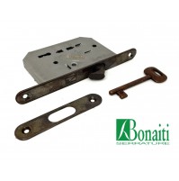 SERRATURA GANCIO BONAITI CON CHIAVE BRONZO SERRATURA PORTA SCORREVOLE GIRAFFA
