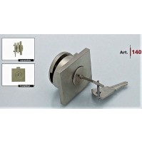 SERRATURA PER ANTINA CRISTALLO D. mm.20 CON PLACCHETTA E DISTANZIALE NIKEL SAT.