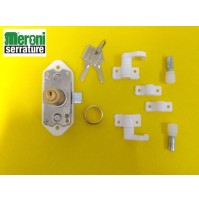 Serratura Meroni aste rotanti 2293 Bianca da applicare con cilindro H.mm.20 Oro